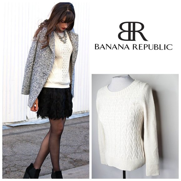 BANANA REPUBLIC Cashmere blend cable knit sweater - Picture 1 of 8